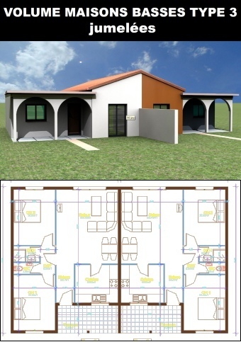 VOLUME MAISONS BASSES TYPE 3 jumelées